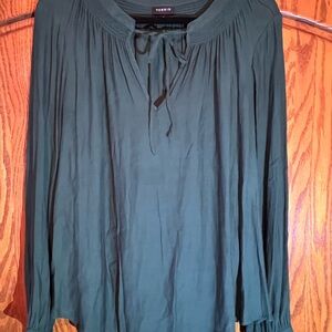 SOLD!! Torrid Forest Green Blouse with Tie Neck
